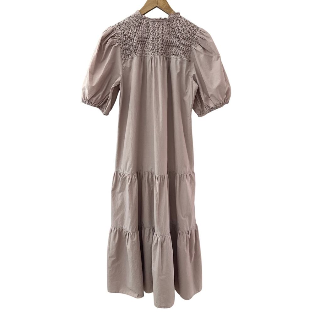 Christy Lynn Eleanor Poplin Puff Sleeve Button Front Maxi in Blush Size Large - Picture 6 of 12